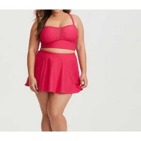 torrid | Swim | Torrid Womens Size 2x Swimsuit Top And Bottom Set Hot Pink  Skater Skirt New | Poshmark